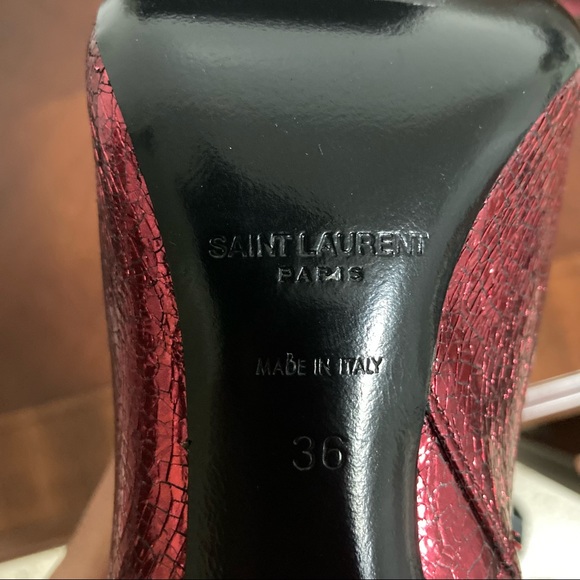 New Saint Laurent Lou 95 Zip Bootie Red Cracked Leather Size 36EU/6US - Picture 9 of 11